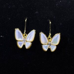 Gold and White Butterfly mother of pearl Earrings